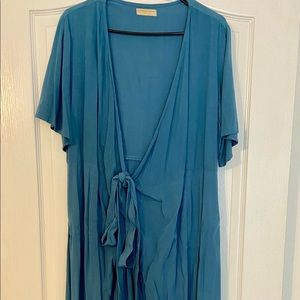 Etsy high low wrap dress, blue/grey color, size 14
